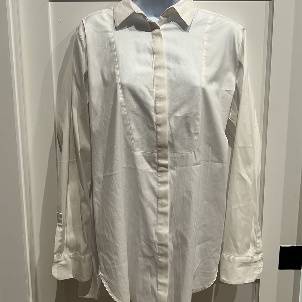 Ann Taylor Long sleeve white blouse- tunic length